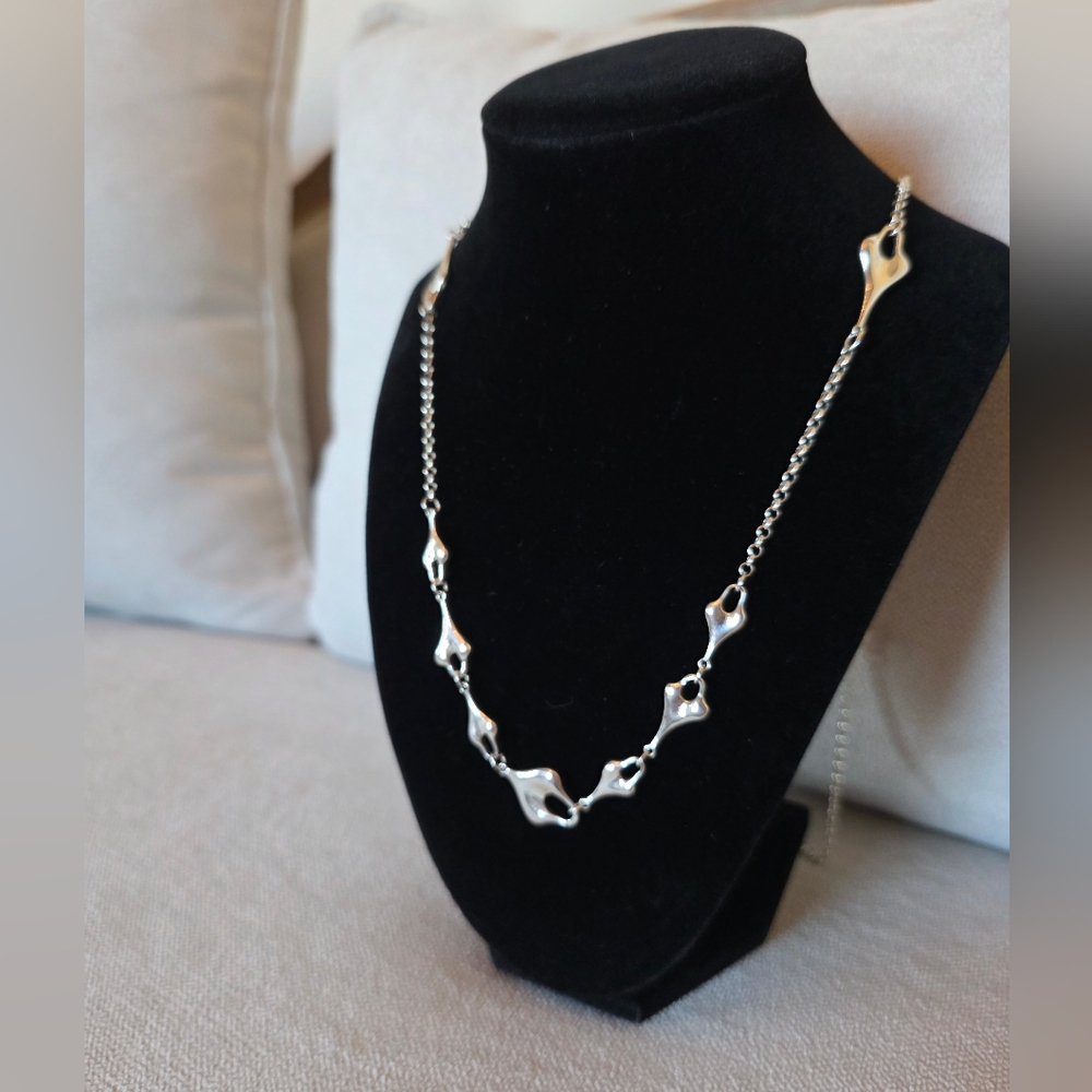 Sterling Silver Abstract Link Necklace – 925 Marked
